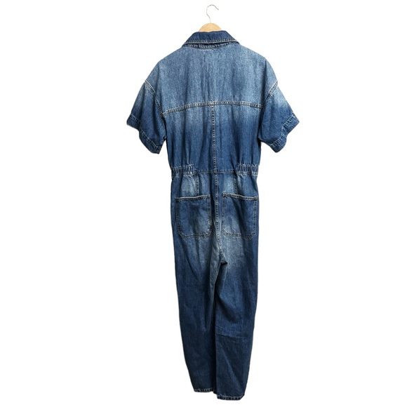 NWT Free People Marci Denim Coveralls Short Sleeve Jumpsuit High Noon - Picture 3 of 8